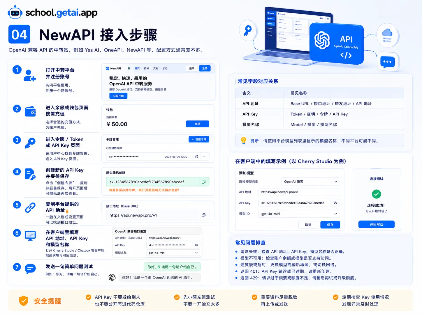 ChatGPT 中转 NewAPI 接入步骤说明图