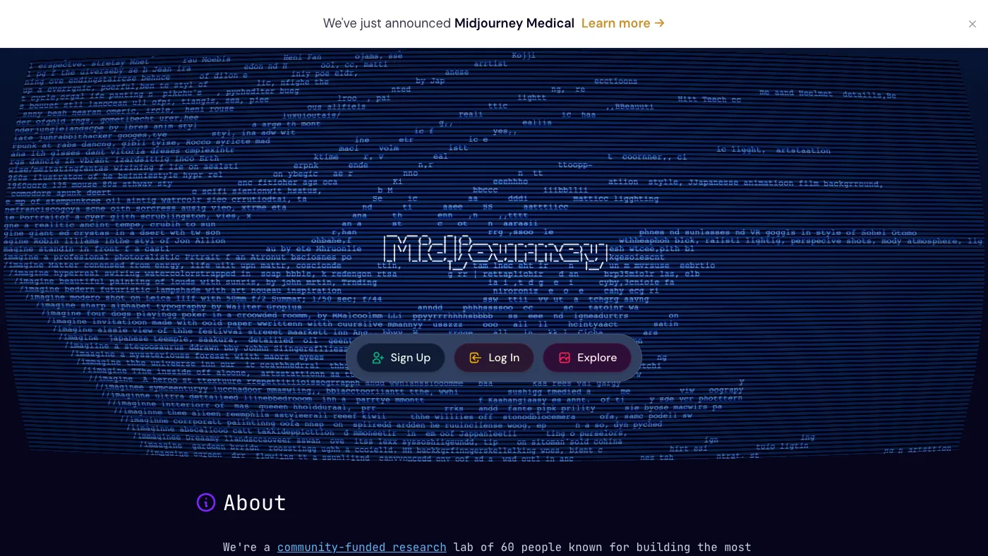 Midjourney 官网截图