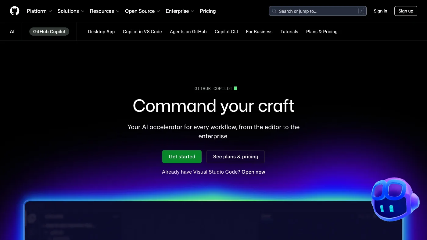 GitHub Copilot 官网截图